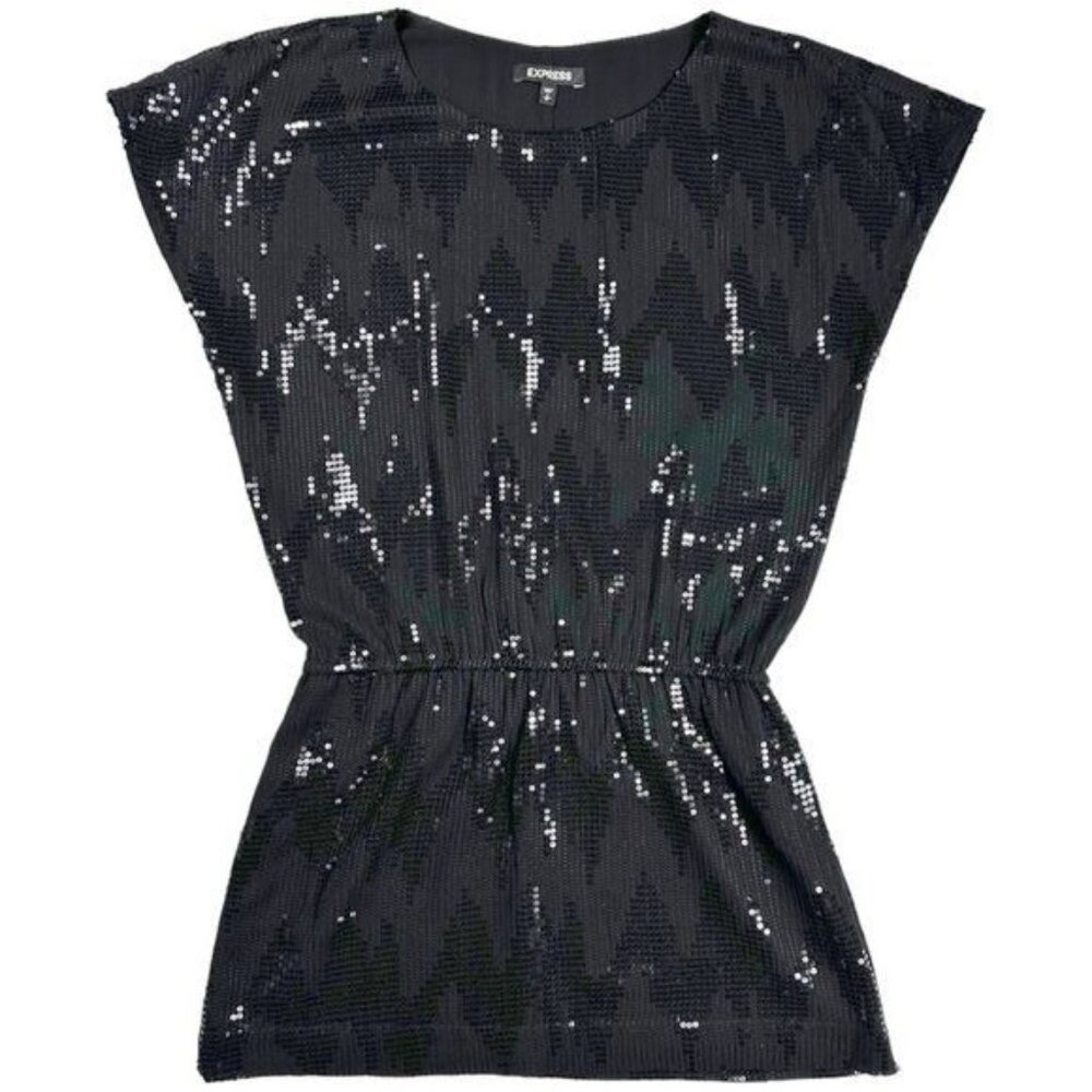 Black Express Sequin Shirt Dress Size S/P